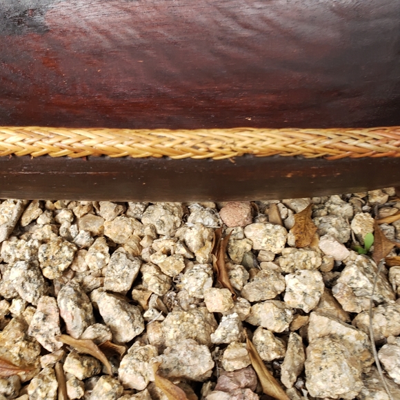 VTG Large Wooden Decorative Oval Bowl Hand Crafted with Rattan Woven Edge - Picture 11 of 11
